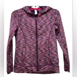 Athleta Girl space dye girl’s 12 long sleeve zip up purple & pink hoodie
